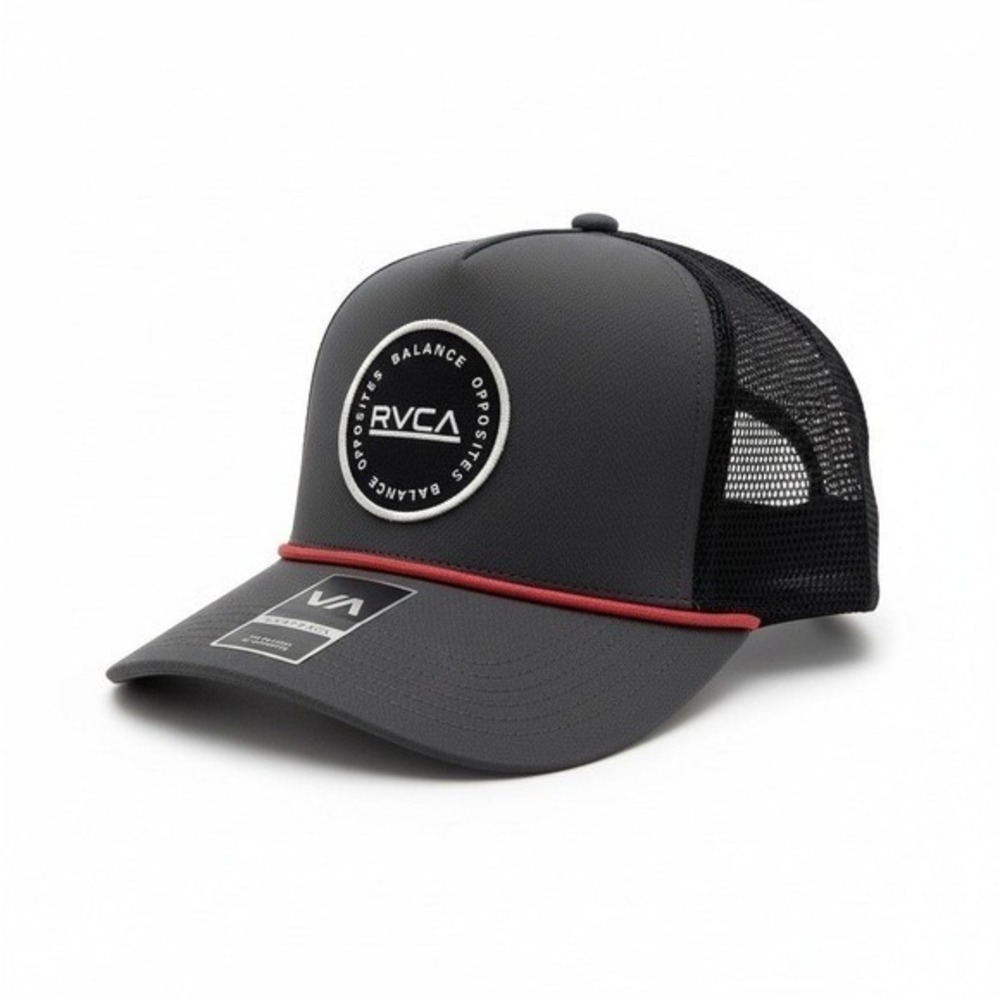 RVCA Johnson Rope Trucker Hat Grey Black Snapback Mesh Cap 3D5542504